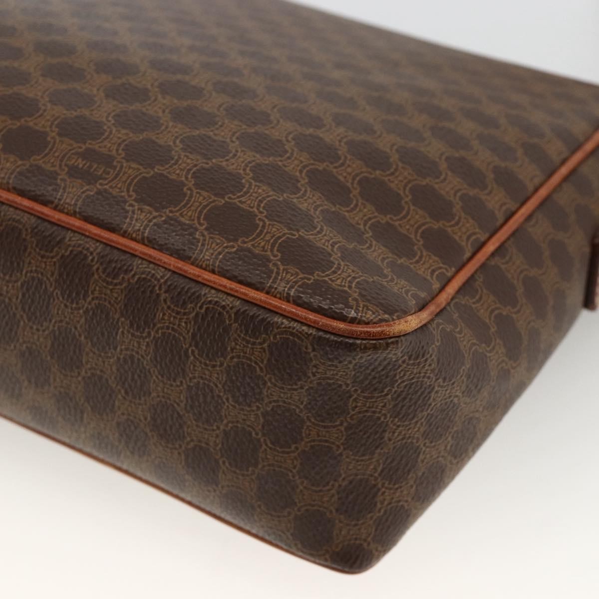 Celine Vintage Macadam Circle Logo Canvas And Leather Brown Canvas Shoulder Bag Bag (Pre-Owned)
