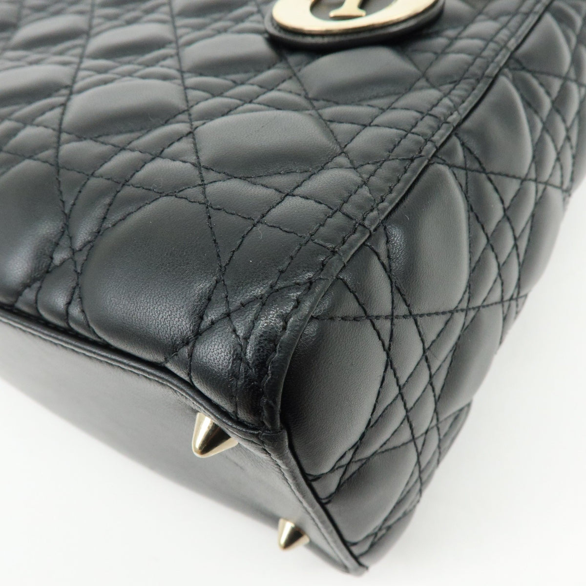 Christian Dior Lady Dior Black Leather Handbag (Pre-Owned)