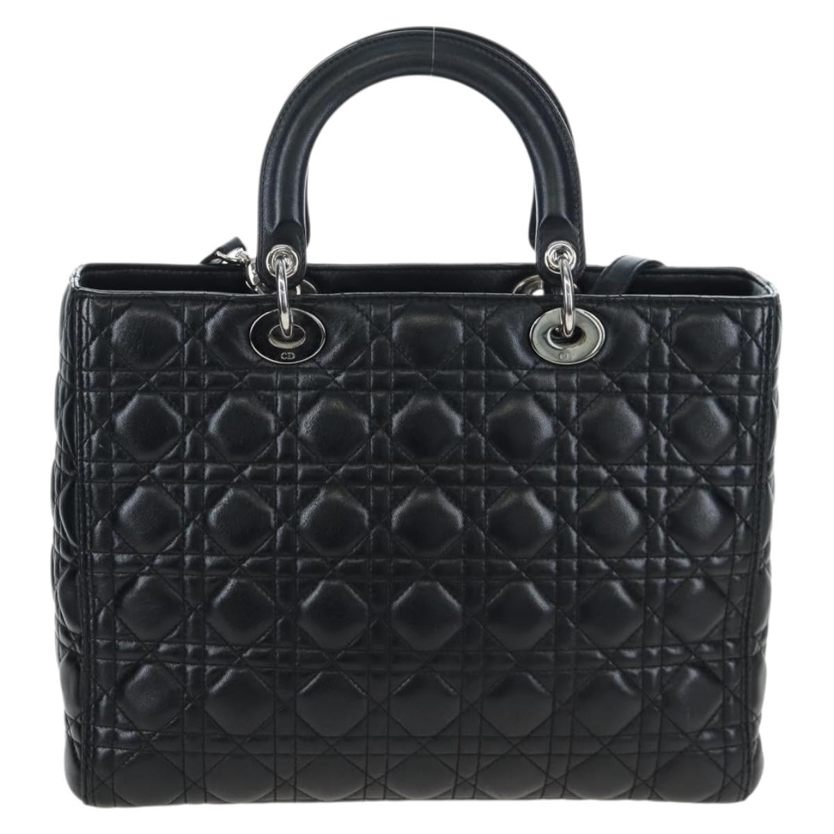 Christian Dior Lady Dior Lambskin Black Leather Handbag (Pre-Owned)