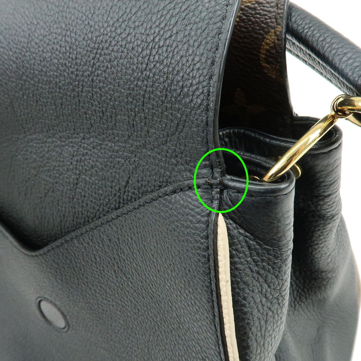 Louis Vuitton Double V Calfskin With Monogram Canvas Black Leather Handbag (Pre-Owned)