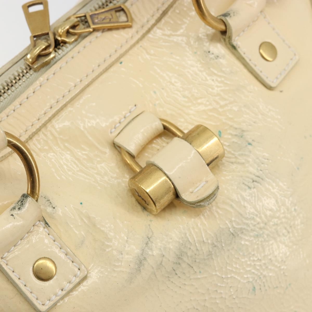 Saint Laurent Muse Shoulder Leather White Patent_Leather Handbag (Pre-Owned)