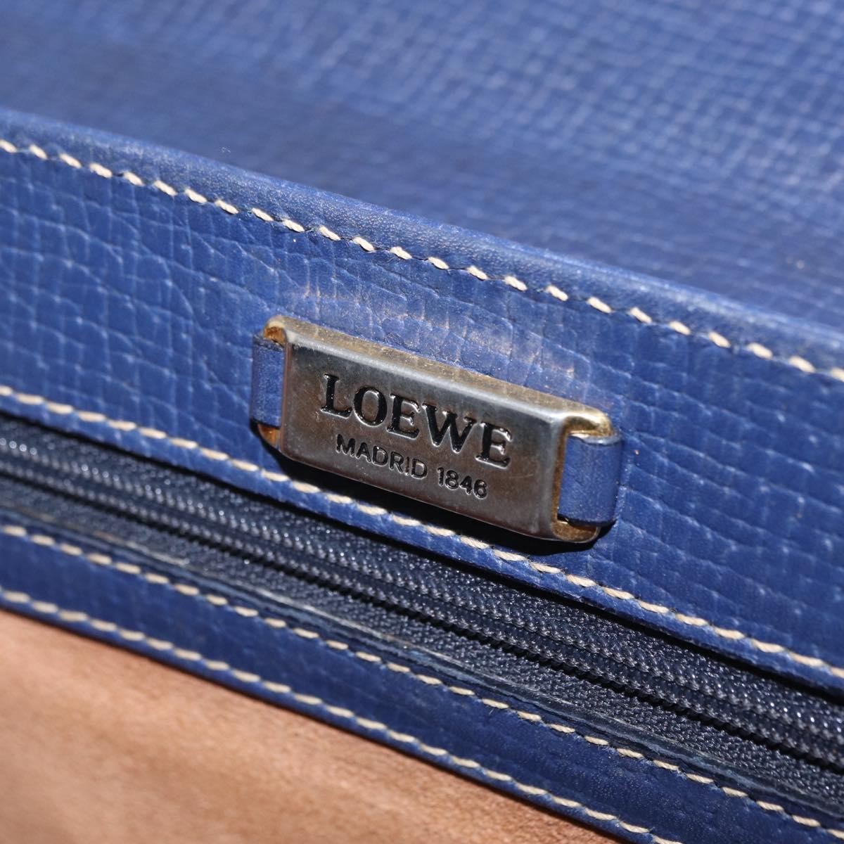Loewe Tote Leather Navy Leather Tote Bag Bag (Pre-Owned)