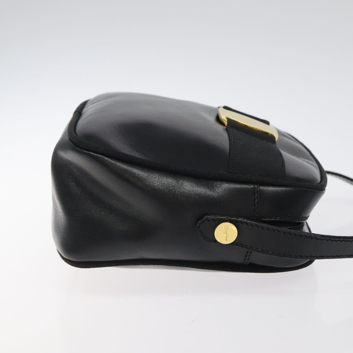 Salvatore Ferragamo Vara Bow Camera Leather Black Leather Shoulder Bag Bag (Pre-Owned)