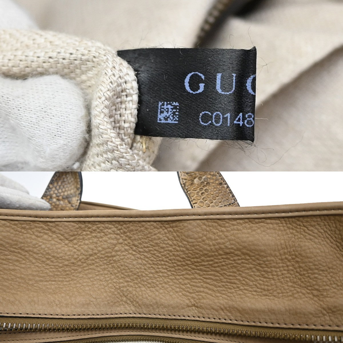 Gucci Twice Satchel Nubuck With Python Brown Suede Handbag (Pre-Owned)
