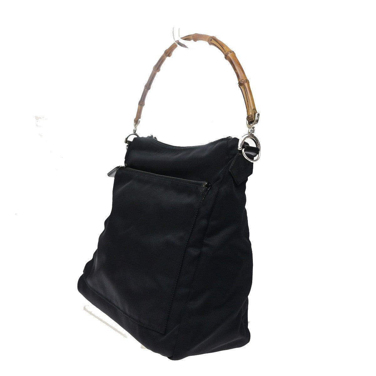 Gucci Sherry Bamboo Nylon Black Nylon Shoulder Bag Bag (Pre-Owned)