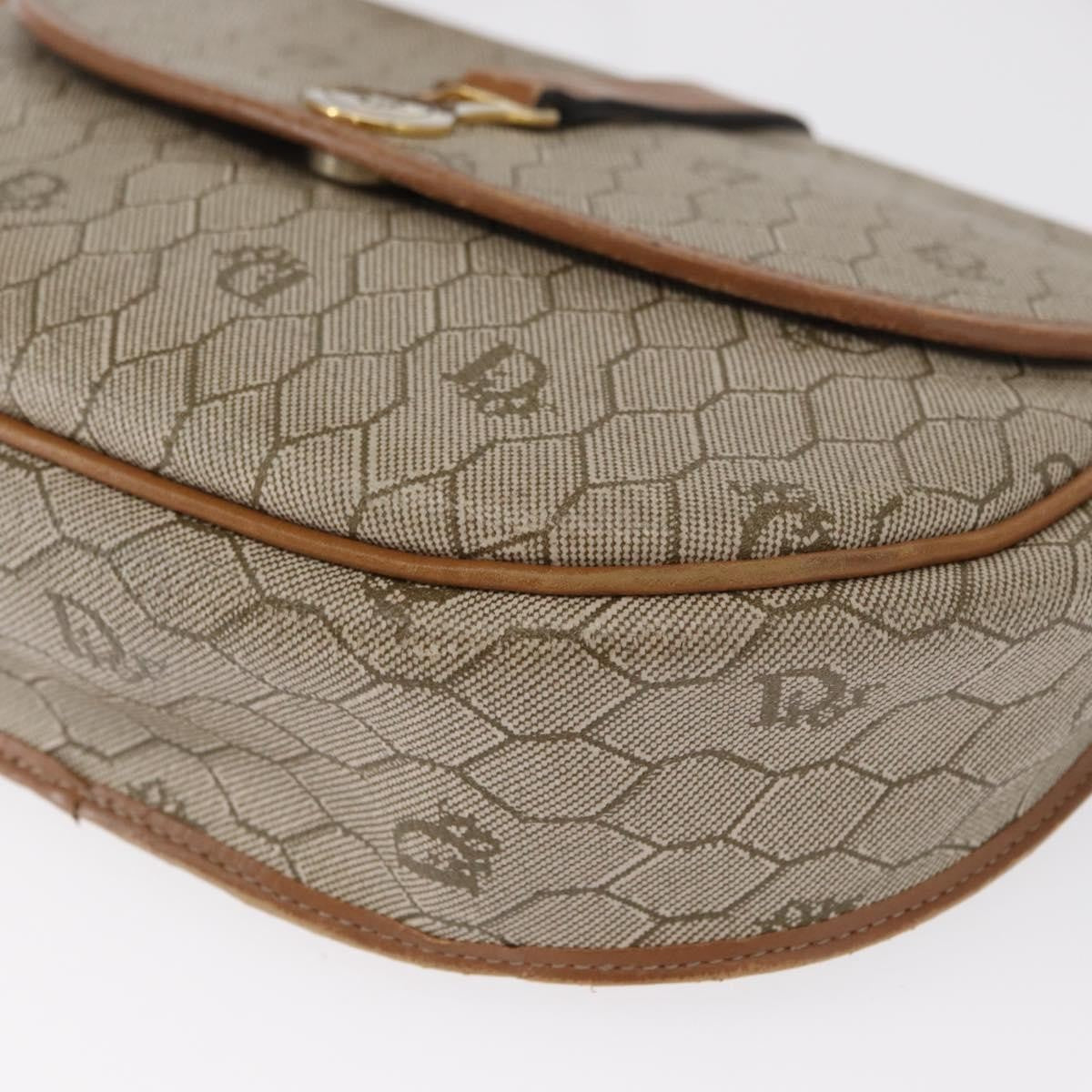 Christian Dior Vintage Honeycomb Canvas And Leather Beige Canvas Shoulder Bag Bag (Pre-Owned)