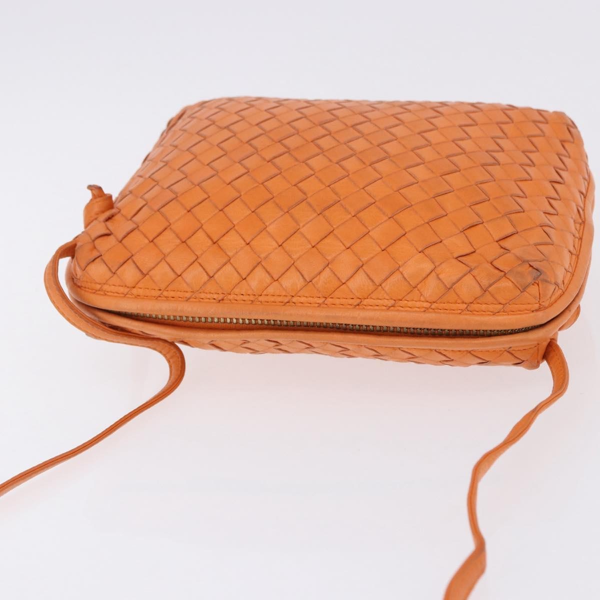Bottega Veneta Nodini Intrecciato Nappa Orange Leather Shoulder Bag Bag (Pre-Owned)