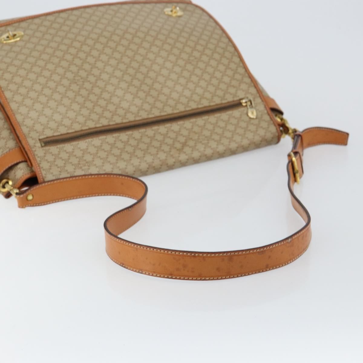 Celine Macadam Shoulder Pvc Leather Beige Canvas Bag (Pre-Owned)