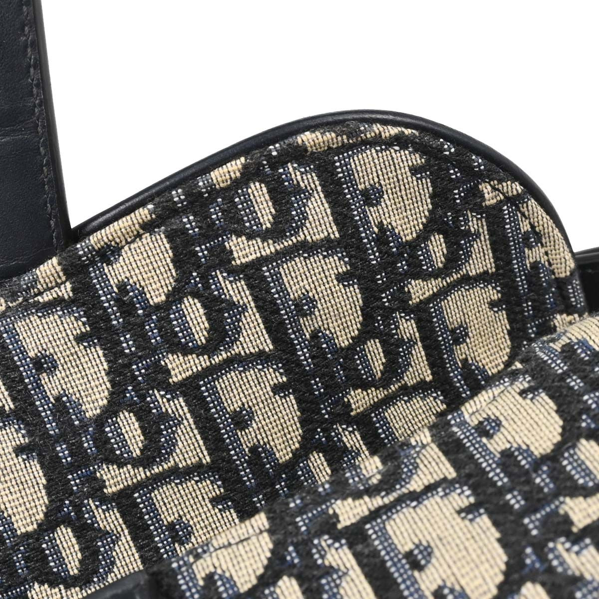 Christian Dior Saddle Oblique Canvas Navy Canvas Handbag (Pre-Owned)