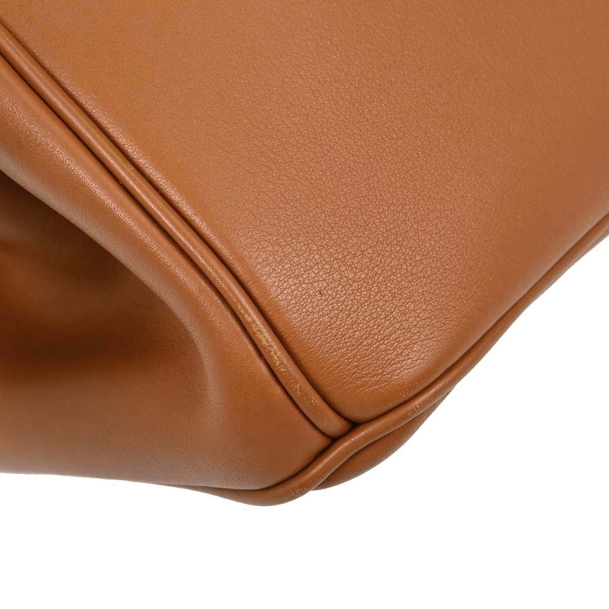 Hermes Birkin Brown Swift With Palladium Hardware Brown Leather Handbag (Pre-Owned)