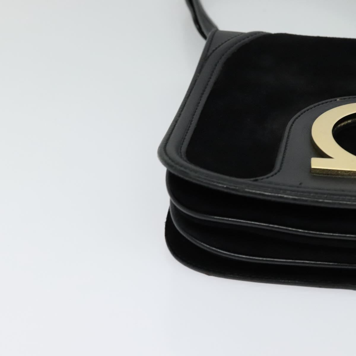 Salvatore Ferragamo Gancini Suede Black Suede Shoulder Bag Bag (Pre-Owned)