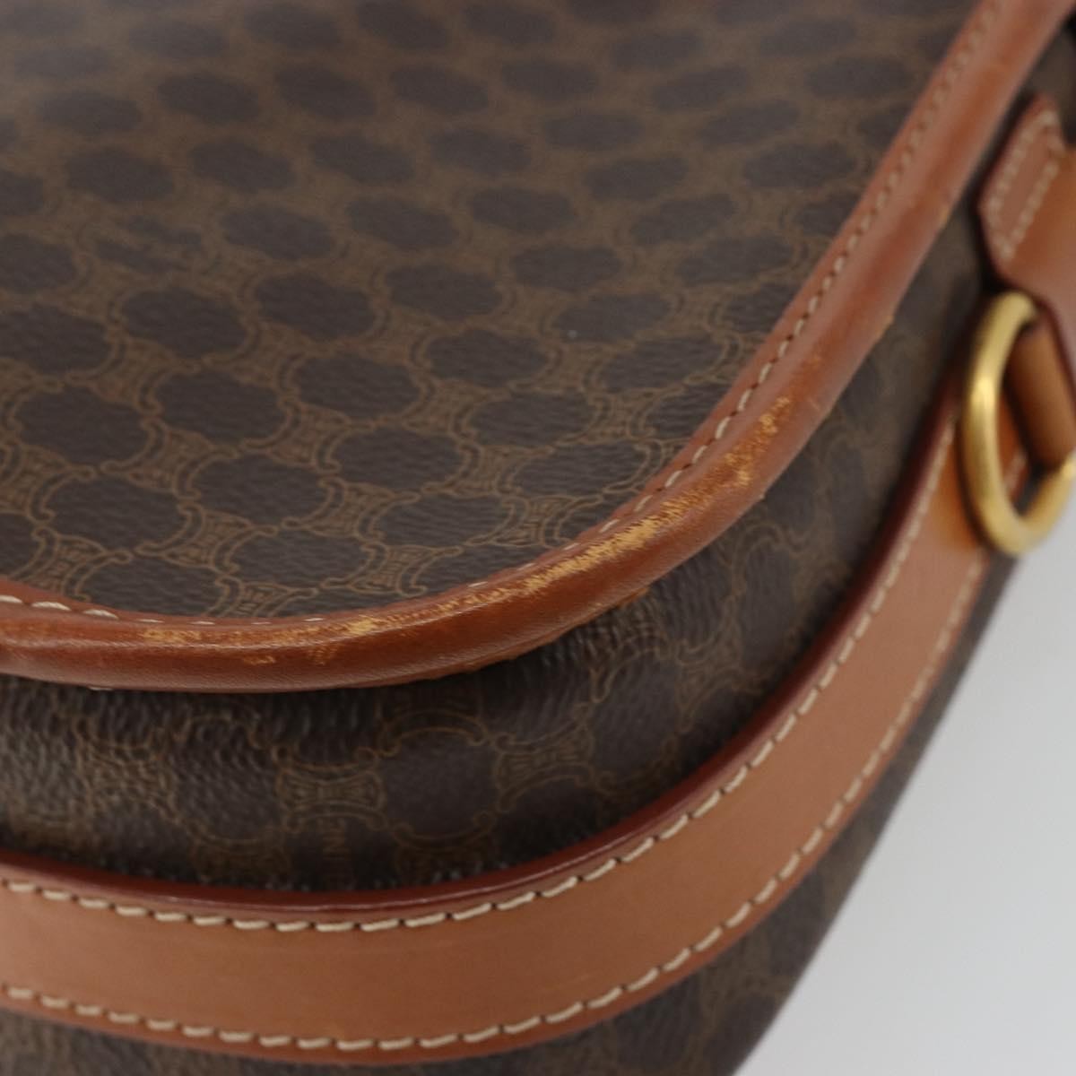 Celine Vintage Macadam Canvas And Leather Brown Canvas Shoulder Bag Bag (Pre-Owned)
