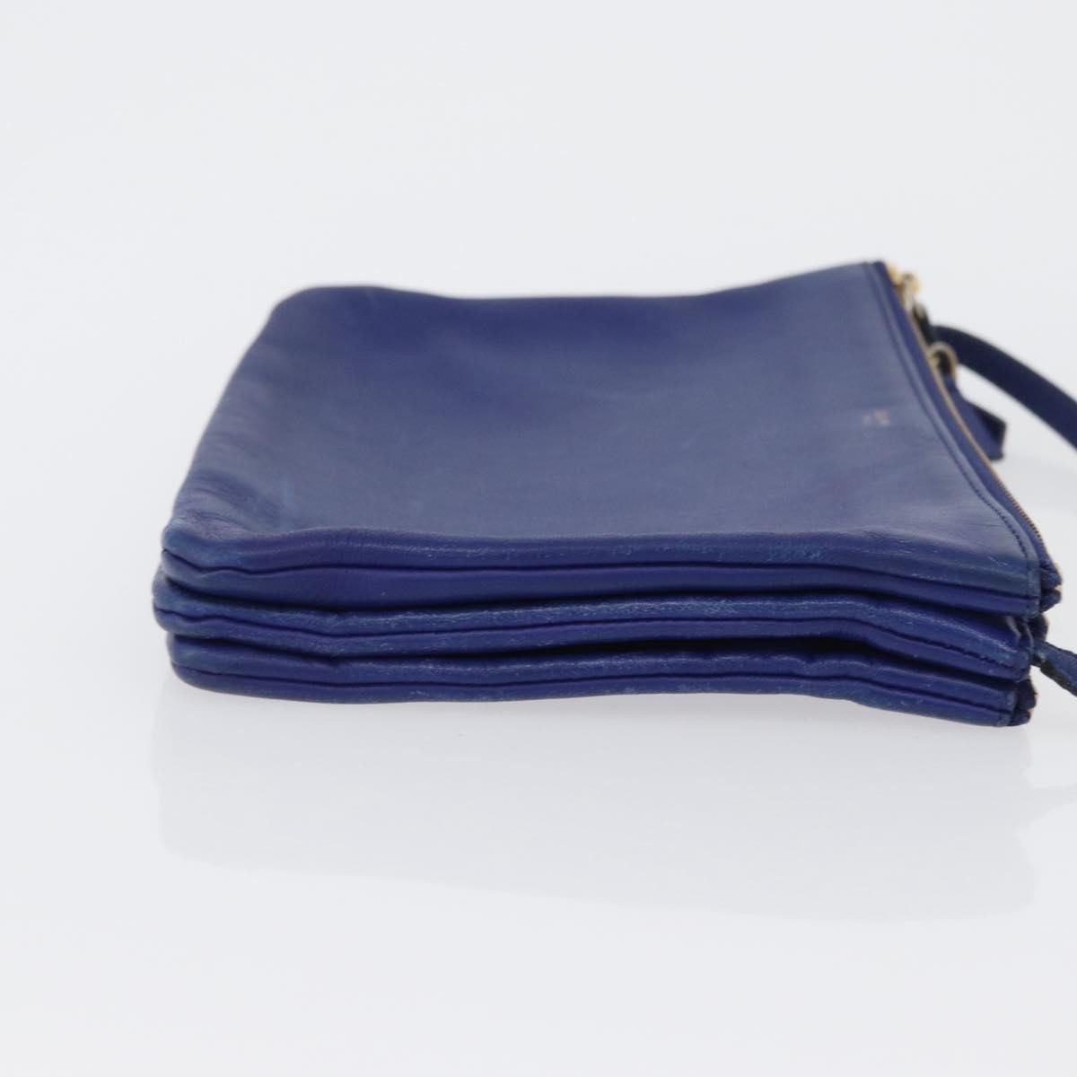 Celine Trio Leather Blue Leather Shoulder Bag Bag (Pre-Owned)