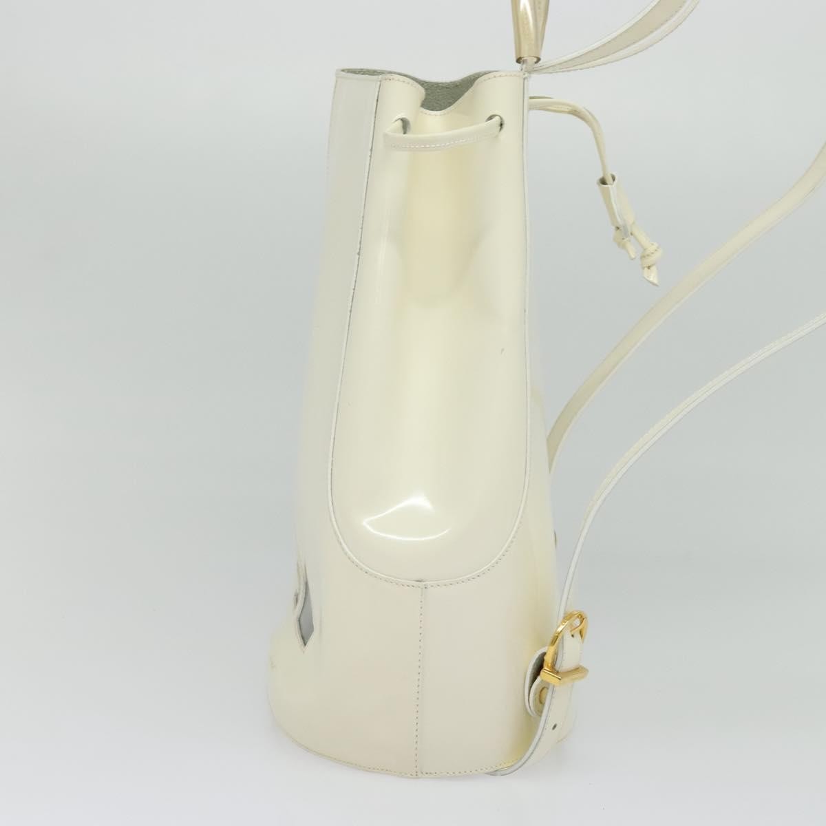 Salvatore Ferragamo Vintage Gancini Patent Leather White Patent_Leather Backpack Bag (Pre-Owned)