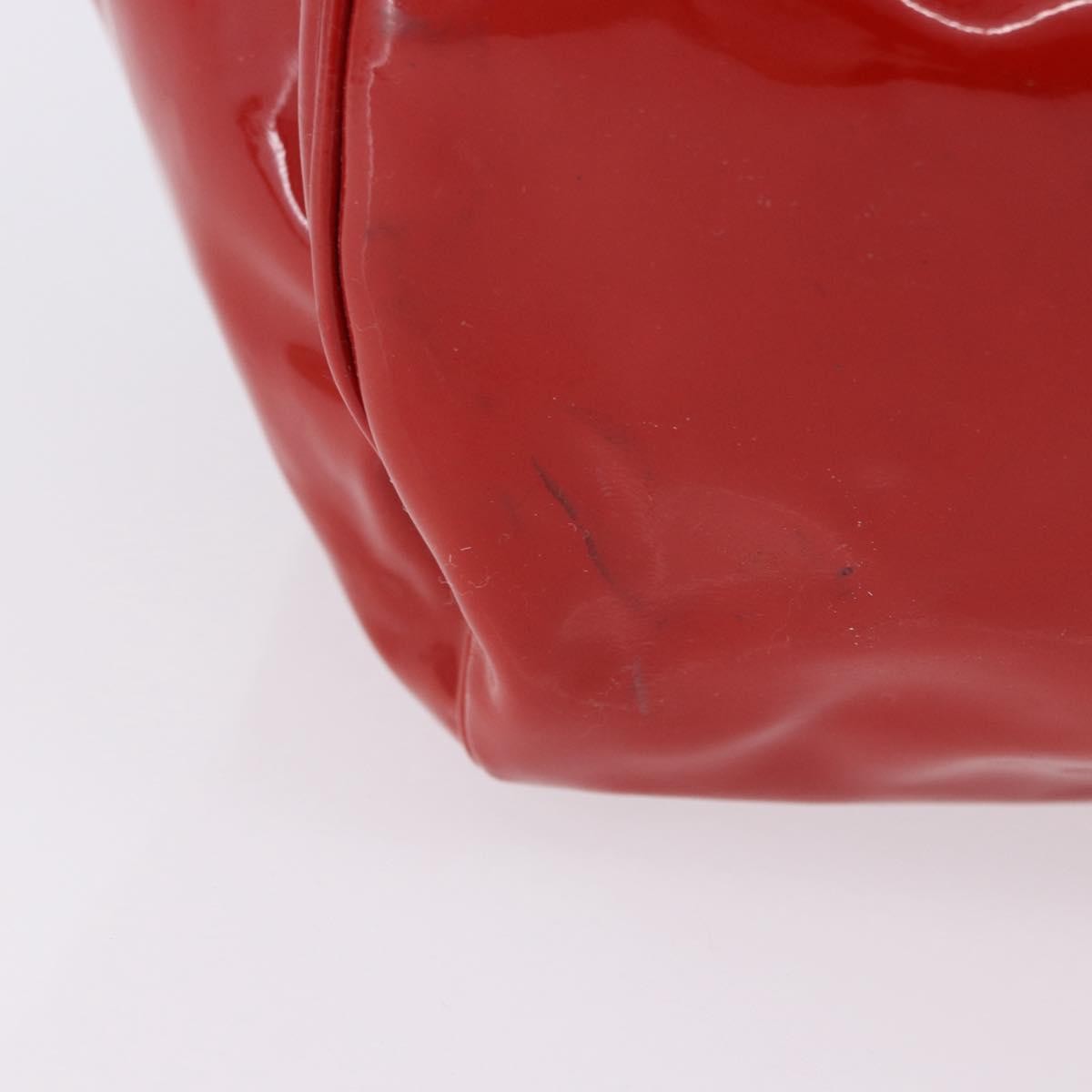 Salvatore Ferragamo Gancini Patent Leather Red Patent_Leather Handbag (Pre-Owned)