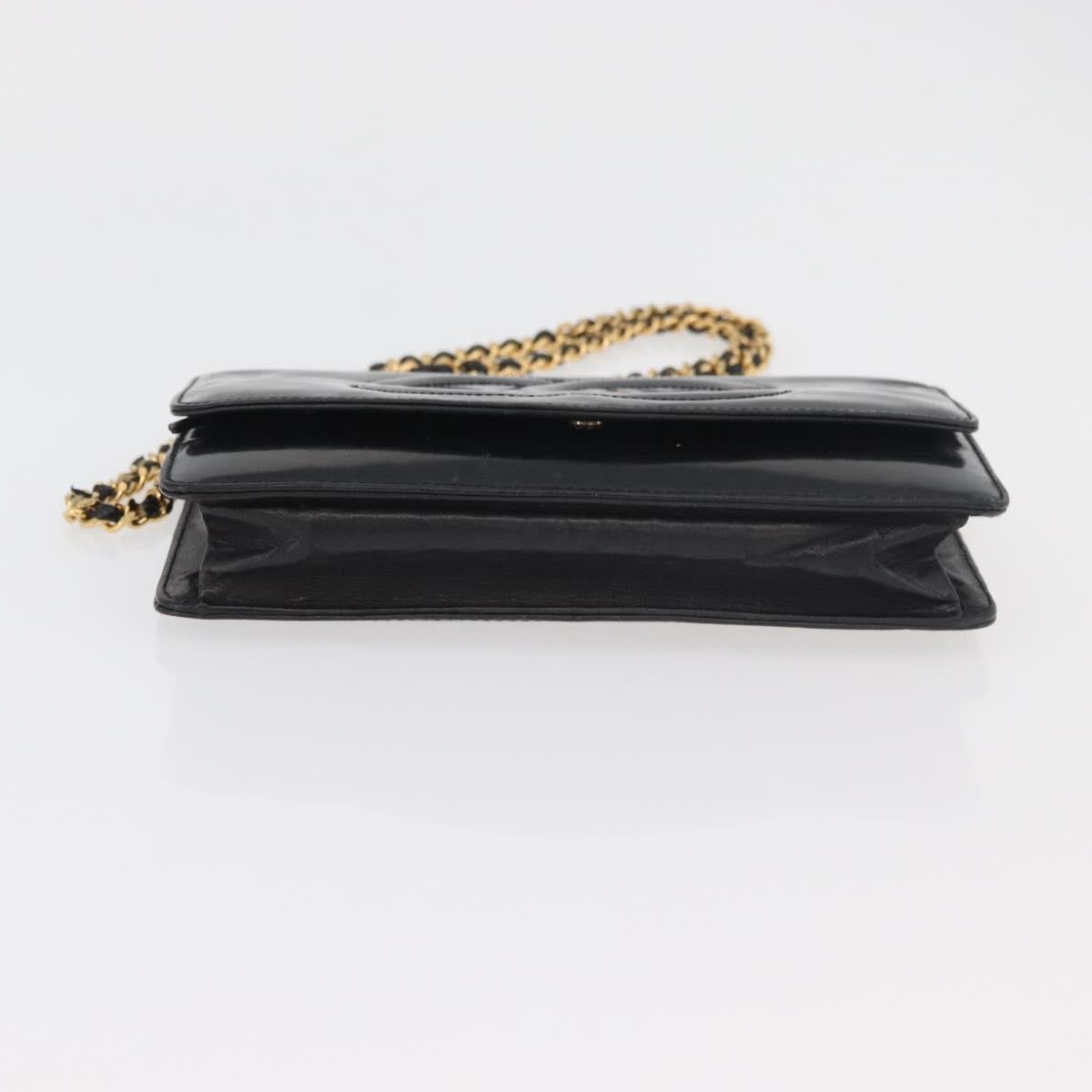 Chanel Vintage Cc Wallet On Chain Patent Black Patent_Leather Shoulder Bag Bag (Pre-Owned)