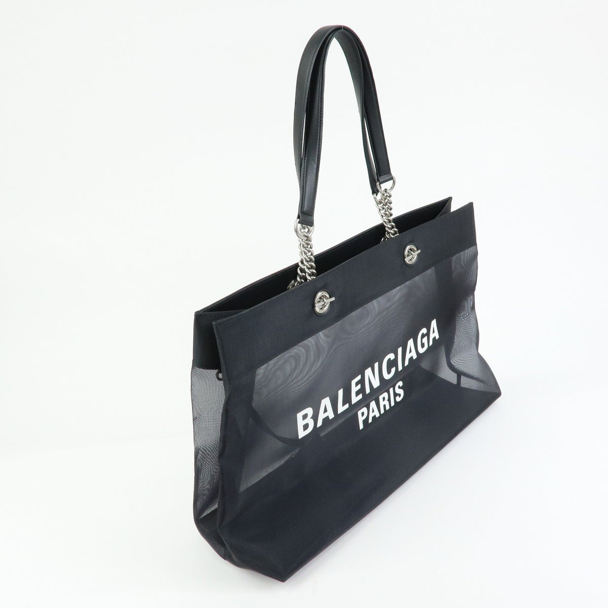 Balenciaga Duty Free Mesh With Leather Black Mesh Tote Bag Bag (Pre-Owned)