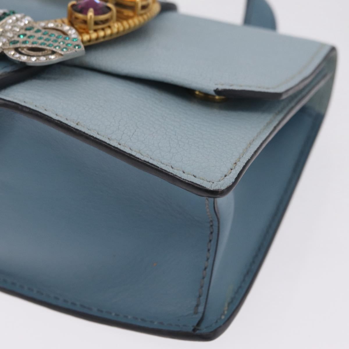 Miu Miu Madras Crystal Buckle Leather Blue Leather Shoulder Bag Bag (Pre-Owned)