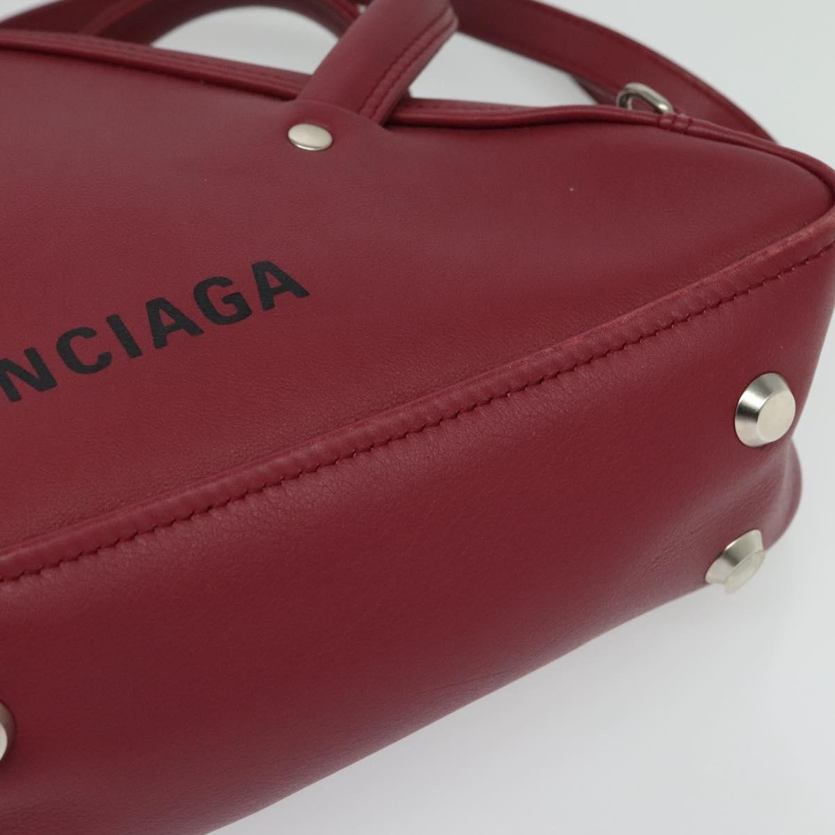Balenciaga Triangle Duffle Leather Red Leather Handbag (Pre-Owned)