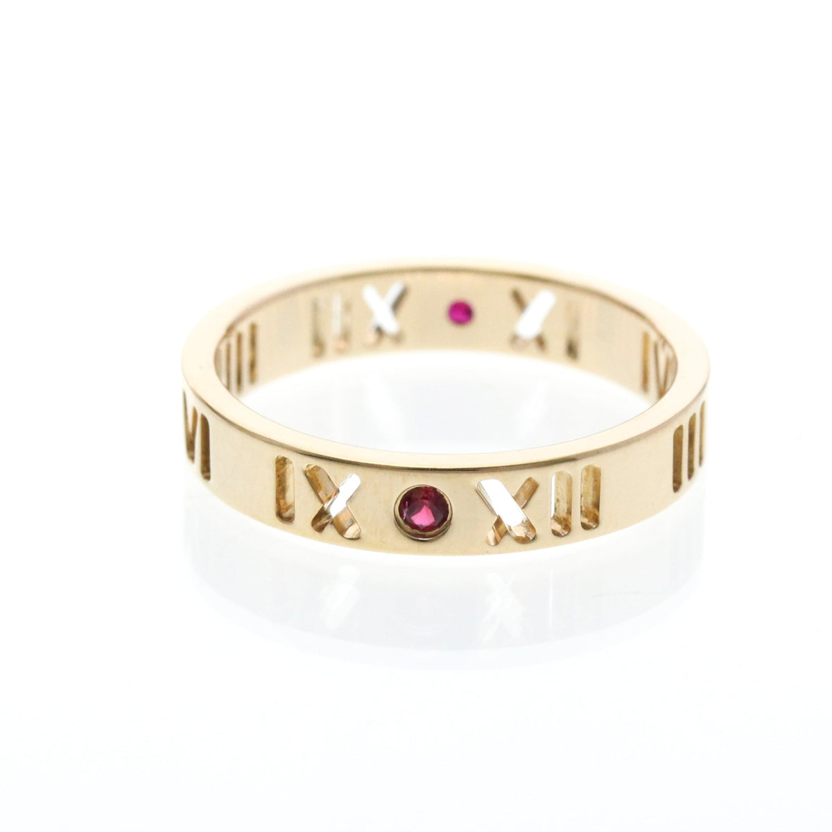 Tiffany & Co. Atlas Pierced 18K Rose Gold And Diamonds Gold Pink_Gold Ring Jewelry (Pre-Owned)