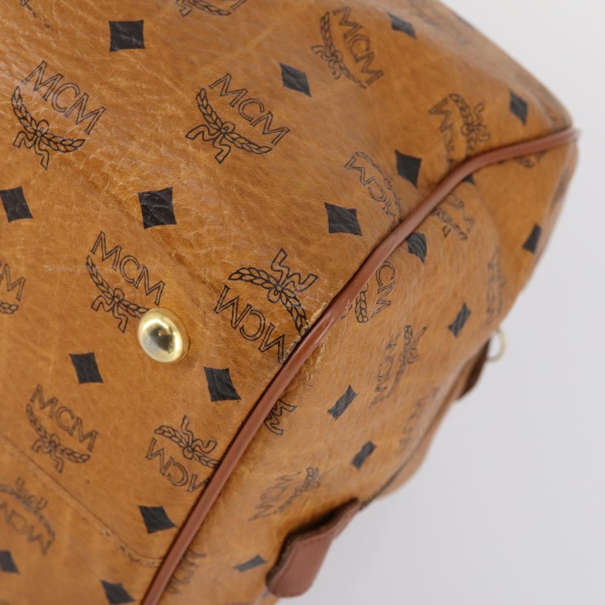 MCM Vicetos Logogram Boston Brown Canvas Travel Bag Bag (Pre-Owned)