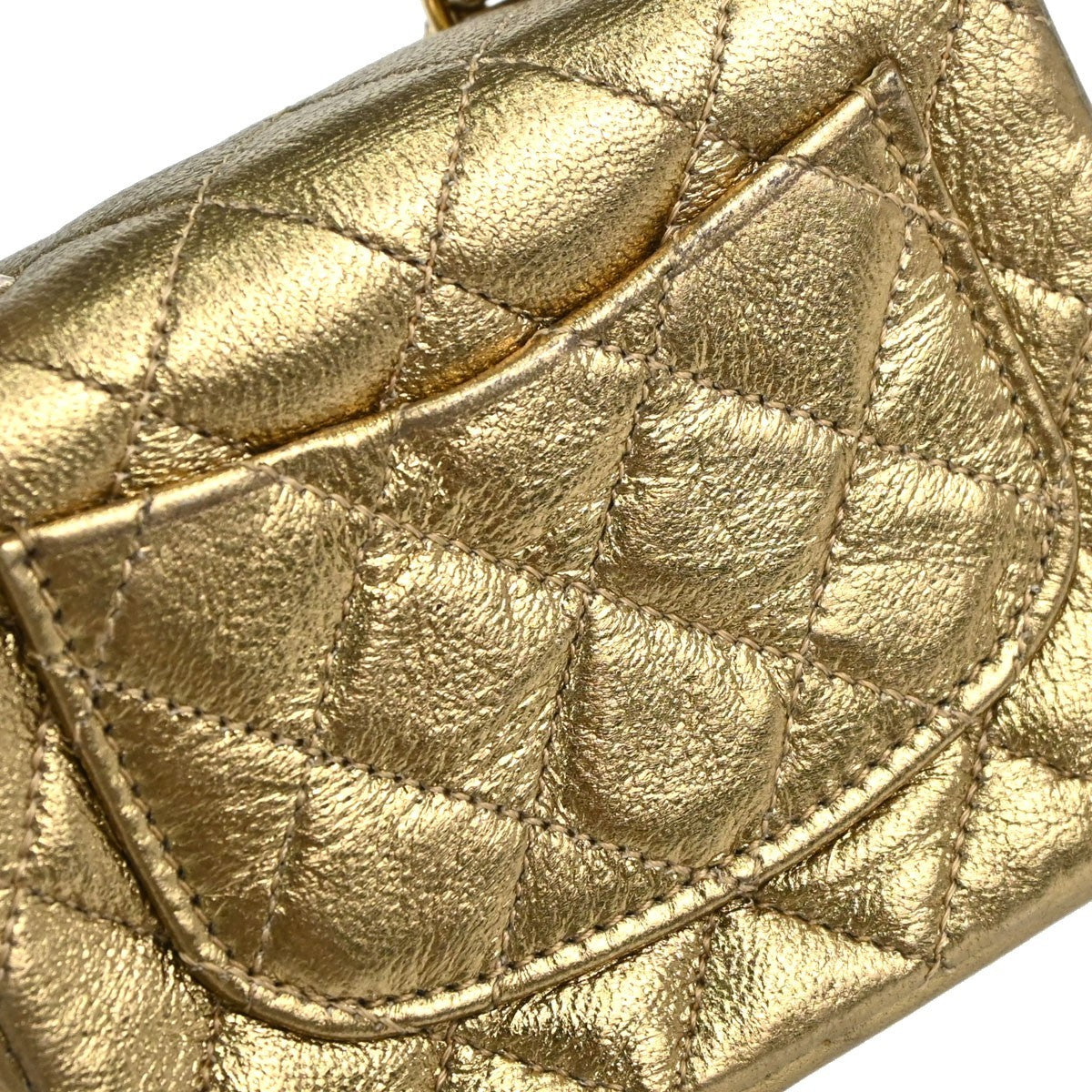 Chanel Vintage Flap Bag Charm Quilted Lambskin Gold Leather Clutche & Pouche Bag (Pre-Owned)