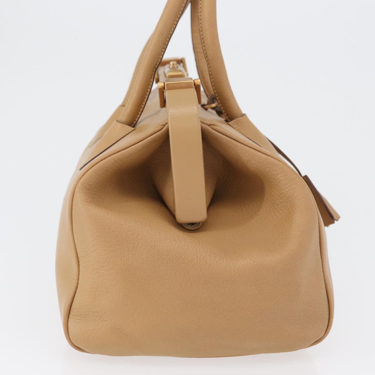 Prada Madras Cerniera Doctor Leather Beige Leather Handbag (Pre-Owned)
