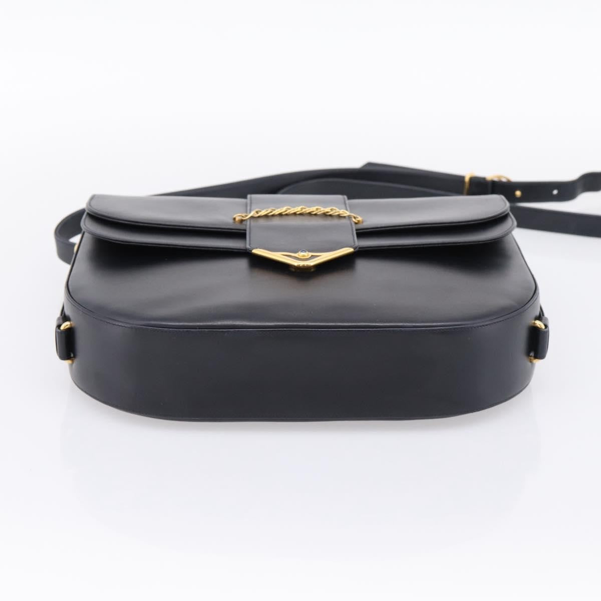 Cartier Sapphire Line Leather Black Leather Shoulder Bag Bag (Pre-Owned)