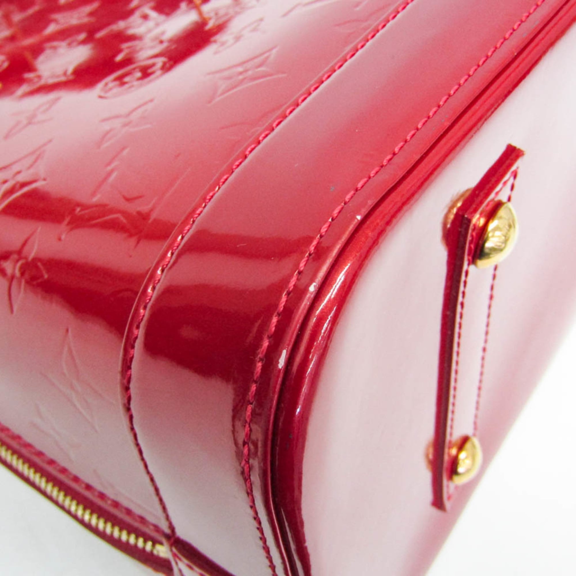 Louis Vuitton Alma Monogram Vernis Red Patent_Leather Handbag (Pre-Owned)