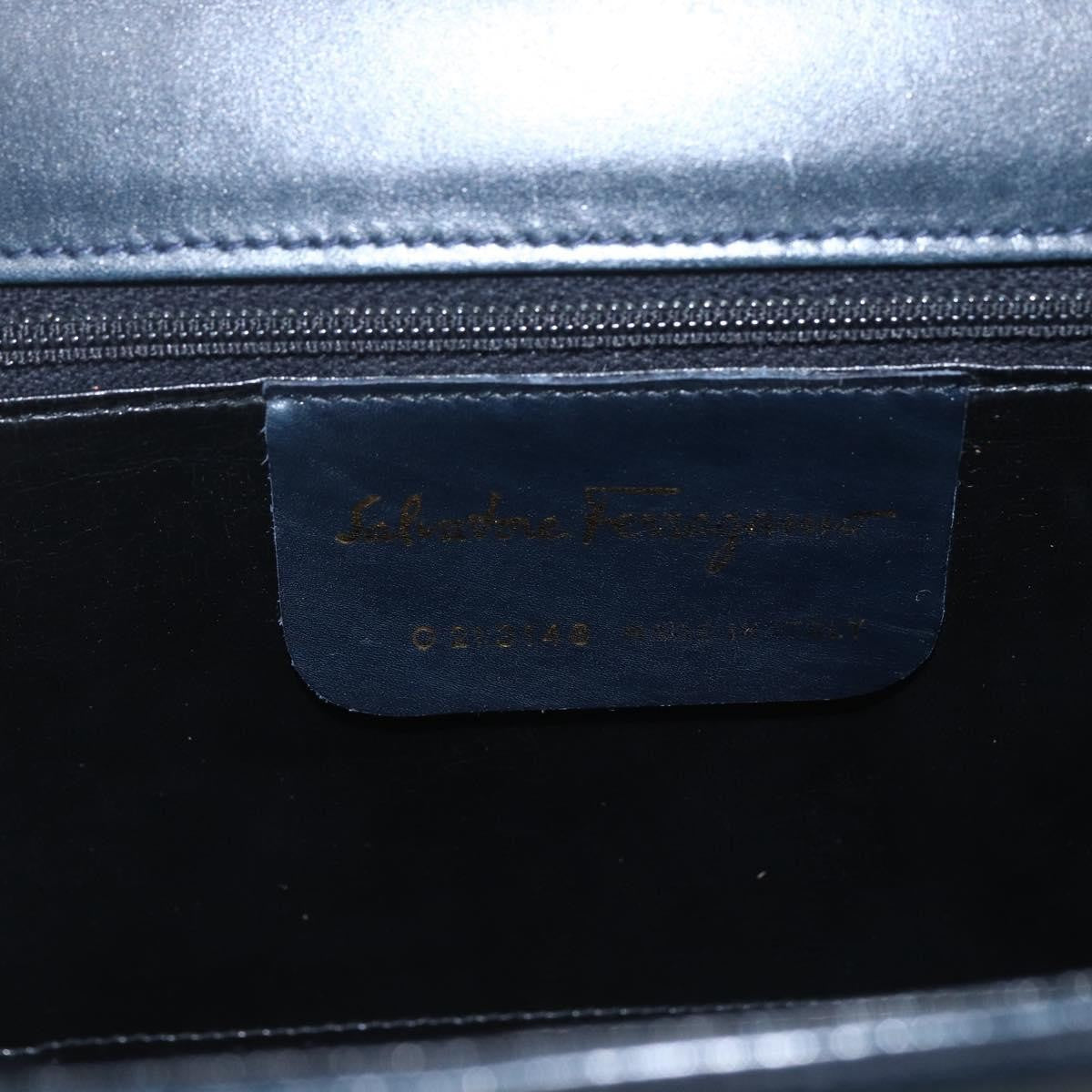 Salvatore Ferragamo Gancini Leather Navy Leather Shoulder Bag Bag (Pre-Owned)