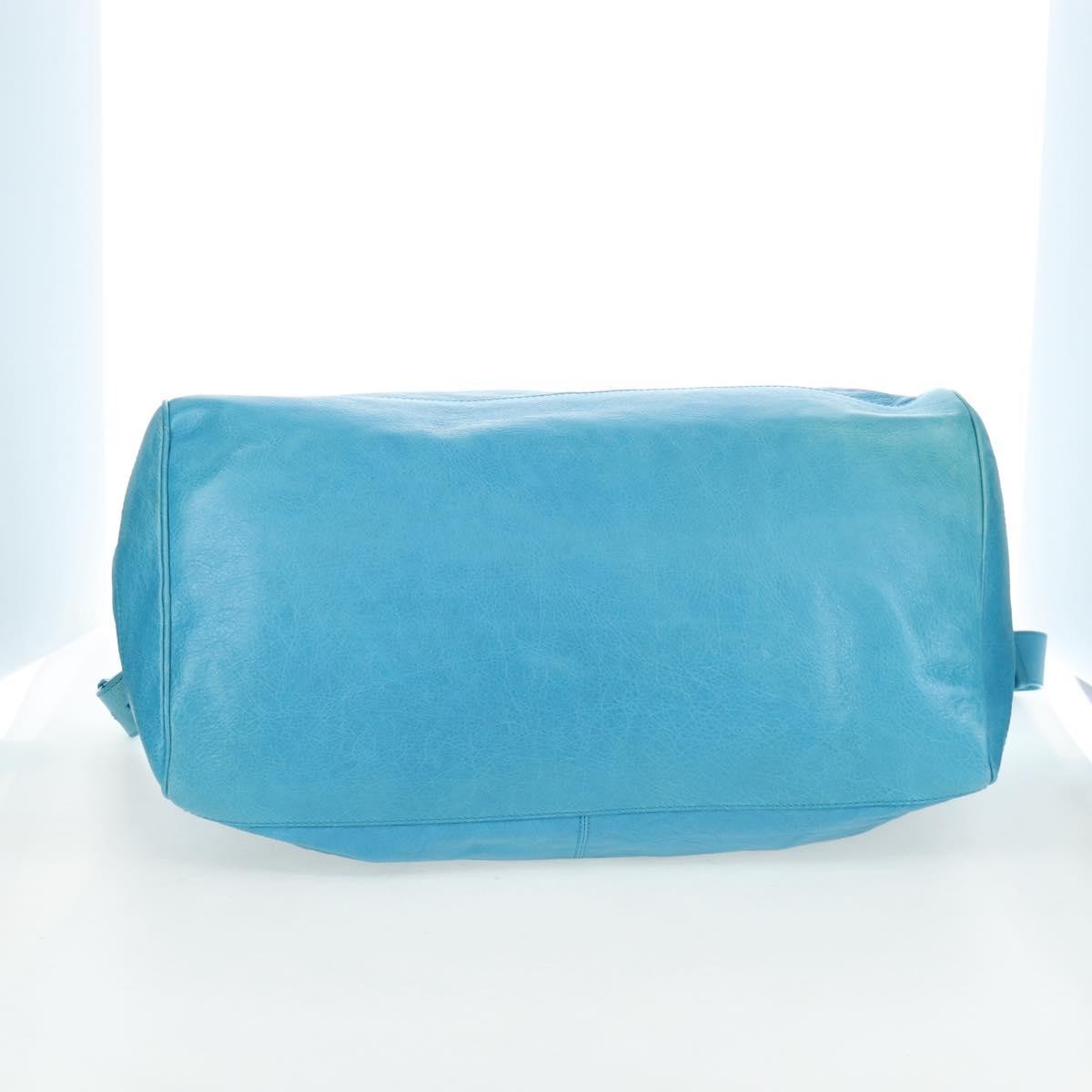 Balenciaga Squash Duffle Leather Blue Leather Handbag (Pre-Owned)