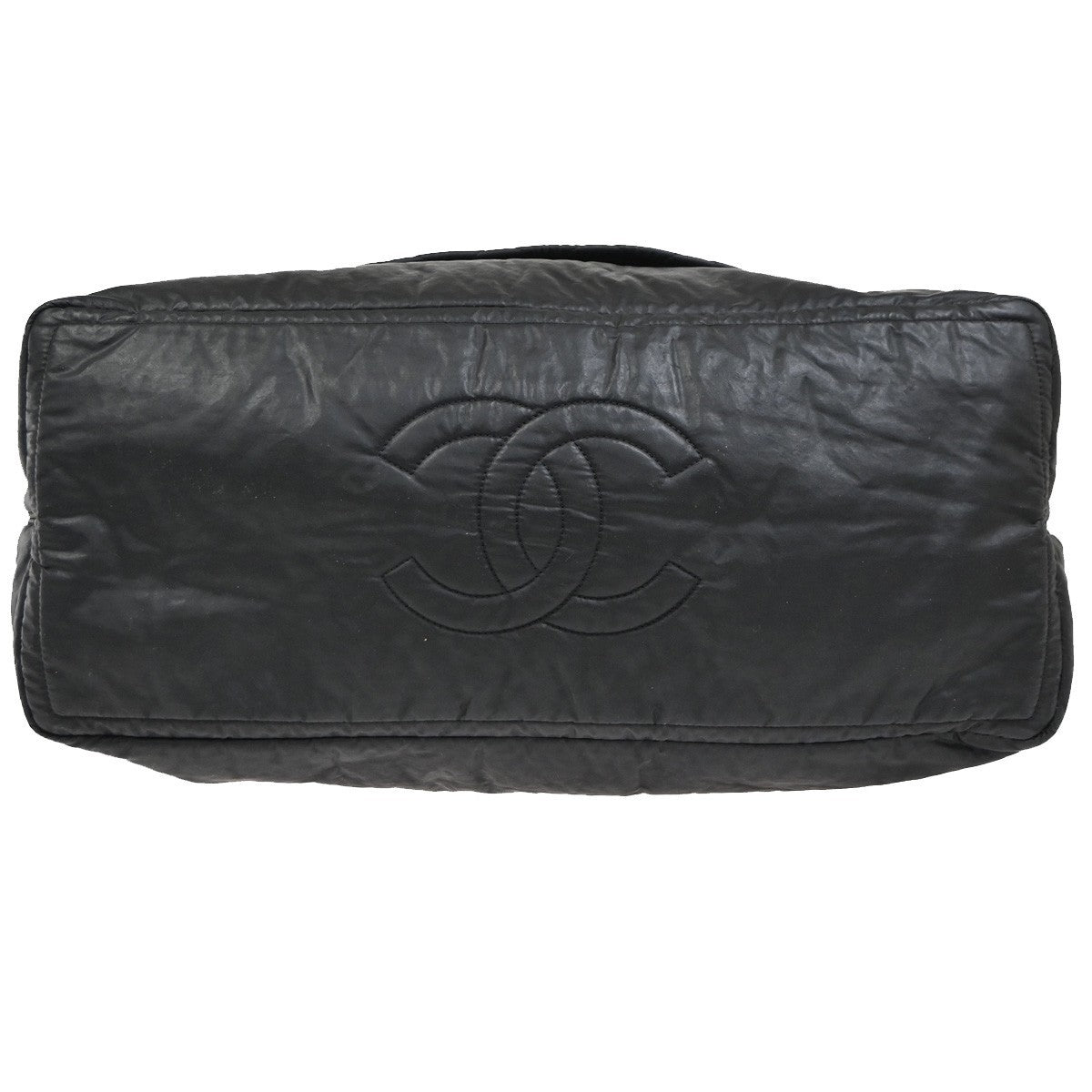 Chanel Horizontal Sport Weekender Quilted Coated Canvas Black Nylon Handbag (Pre-Owned)