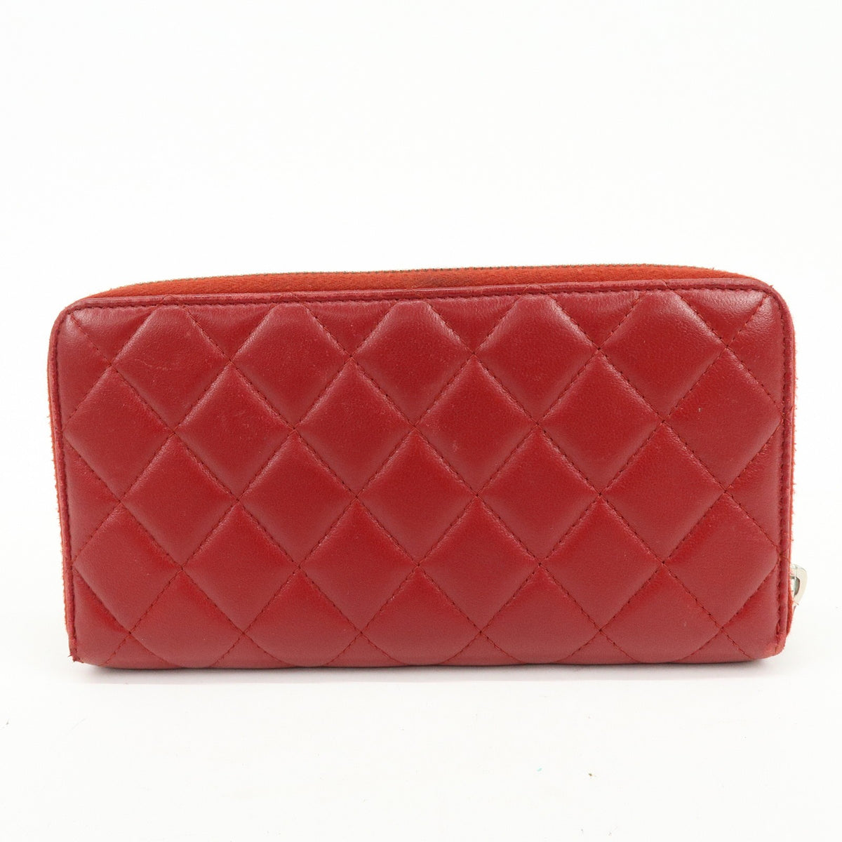 Chanel Zip Around Quilted Lambskin Red Leather Wallets Accessory (Pre-Owned)