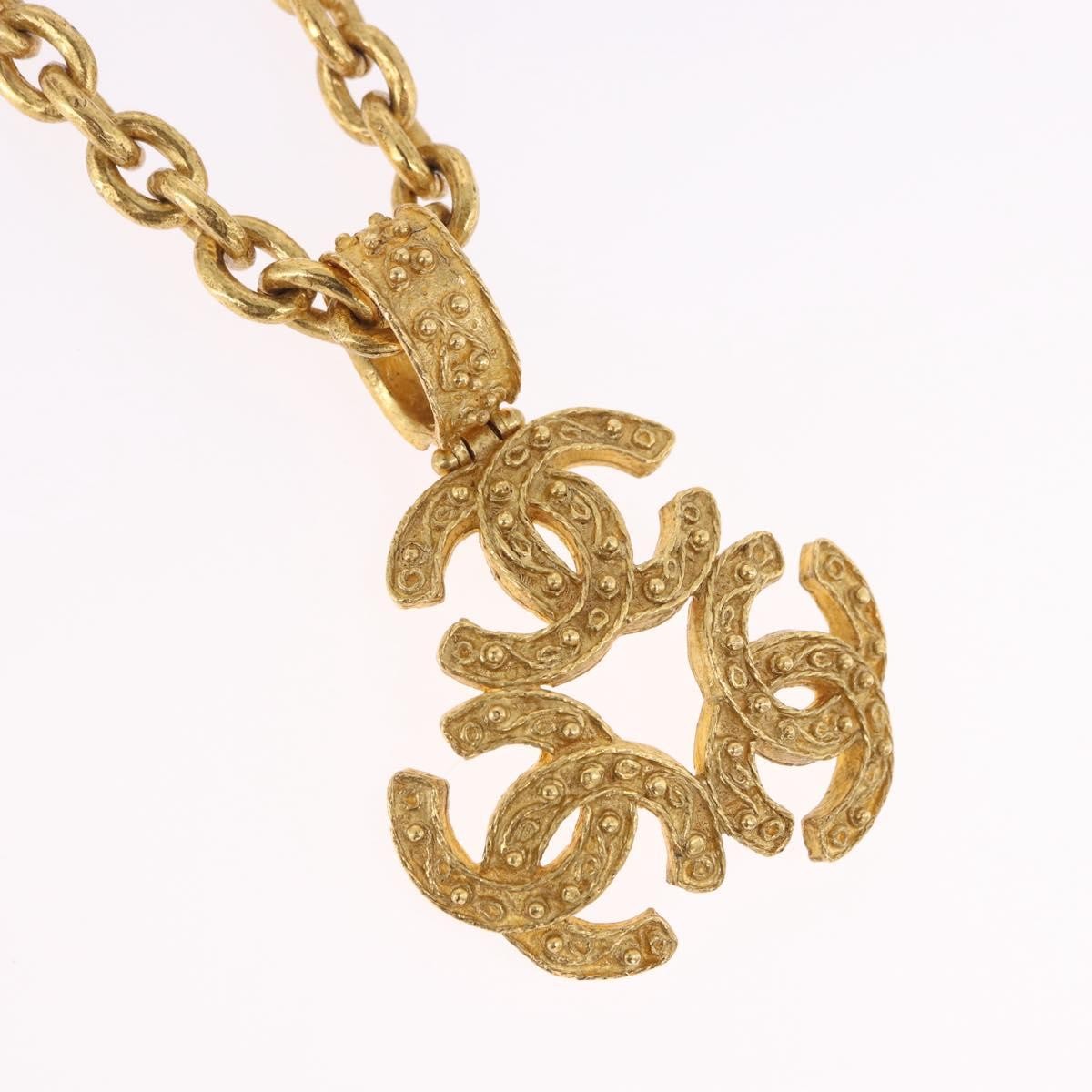 Chanel Vintage Triple Cc Chain Metal Gold Metal Necklace Jewelry (Pre-Owned)