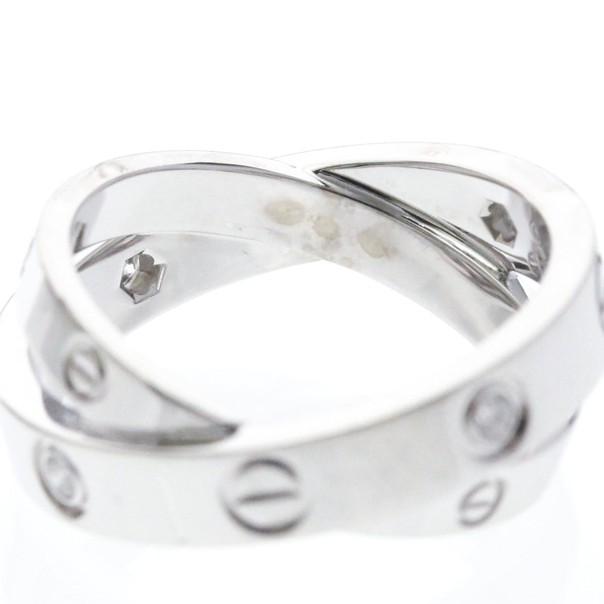 Cartier Be Love 18K White Gold With Diamonds Silver White_Gold Ring Jewelry (Pre-Owned)