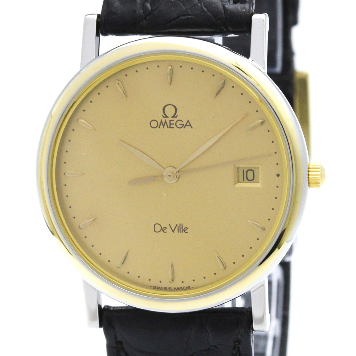 Omega De Ville Quartz Stainless Steel And Gold Plated Watch (Pre-Owned)