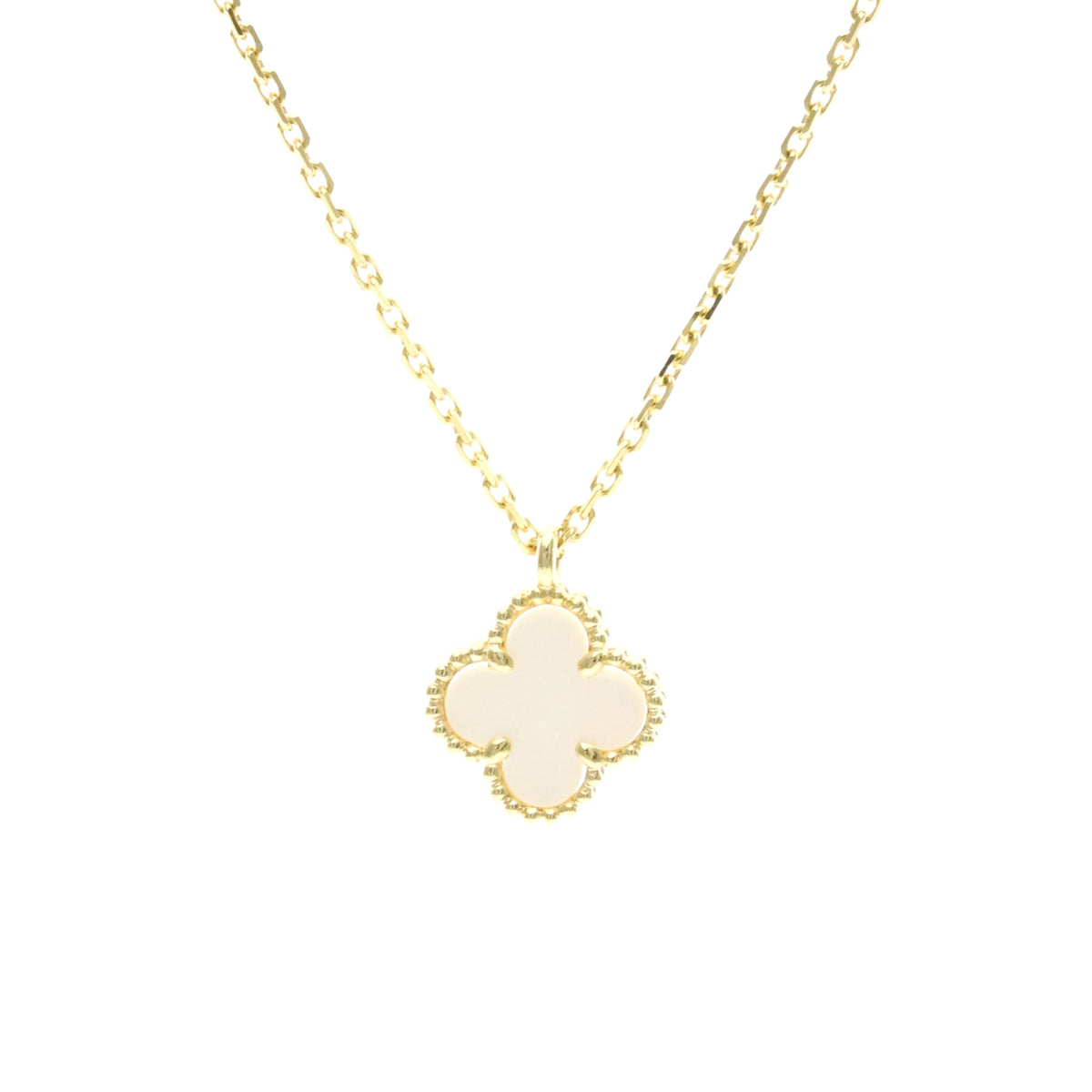Van Cleef & Arpels Sweet Alhambra Pendant 18K Yellow Gold And Mother Of Pearl Gold Yellow_Gold Necklace Jewelry (Pre-Owned)