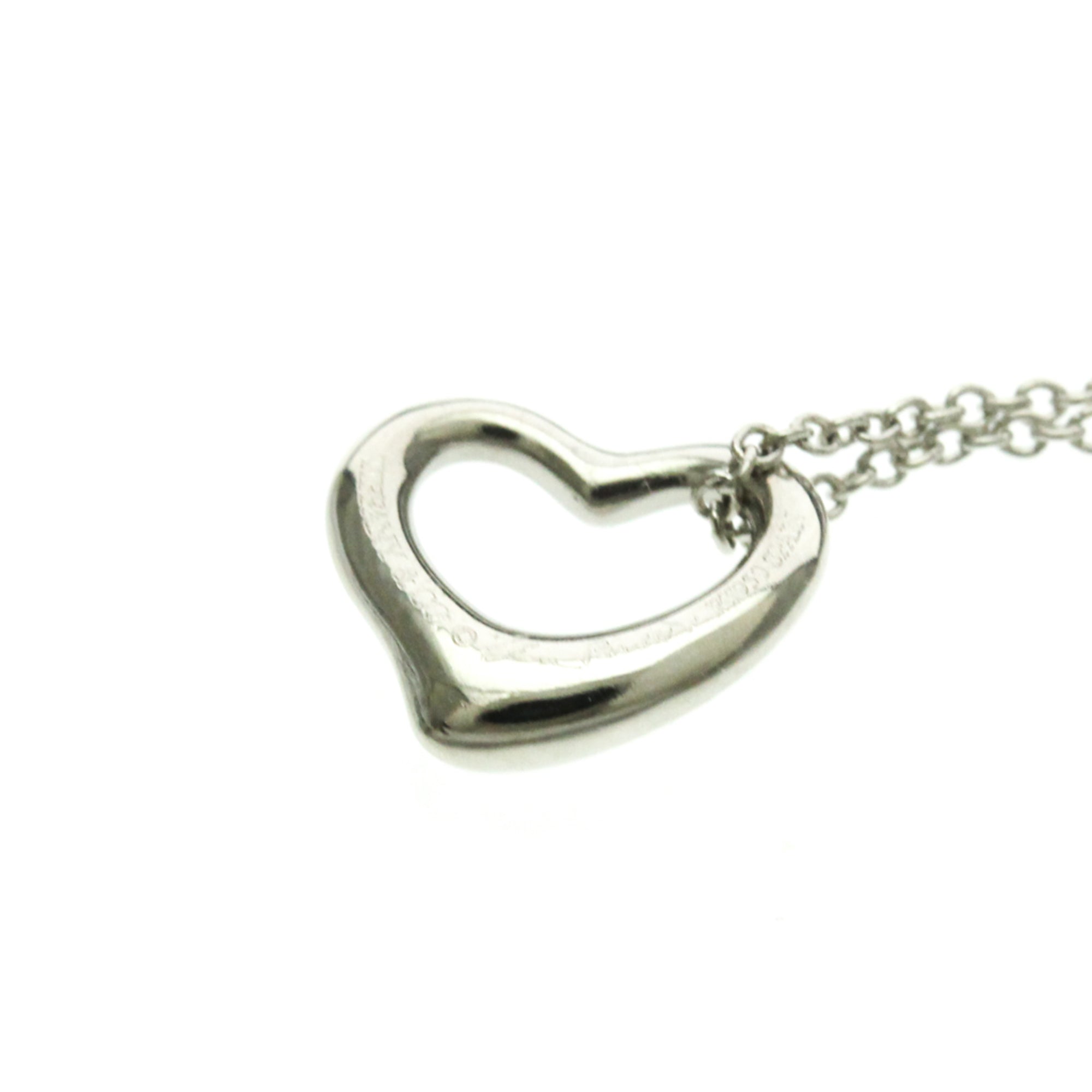 Tiffany & Co. Elsa Peretti Open Heart Pendant Platinum Silver Platinum Necklace Jewelry (Pre-Owned)
