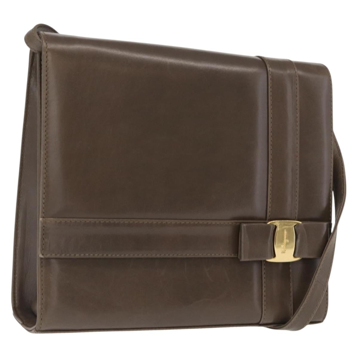 Salvatore Ferragamo Vara Leather Brown Leather Shoulder Bag Bag (Pre-Owned)