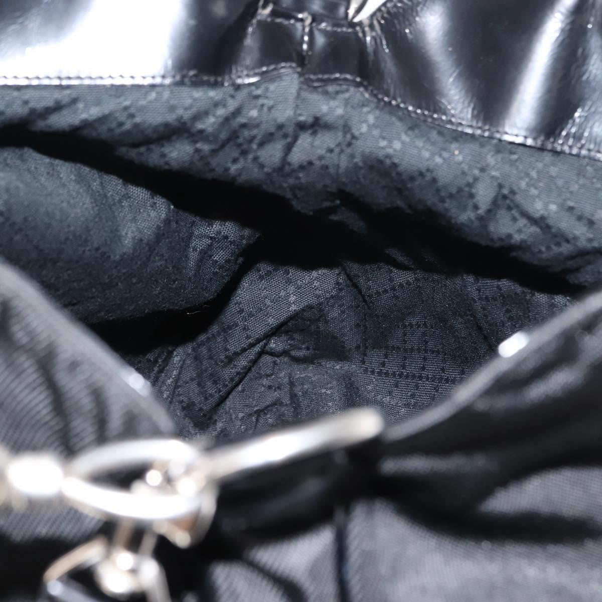 Gucci Vintage Bamboo Handle Nylon Black Nylon Handbag (Pre-Owned)