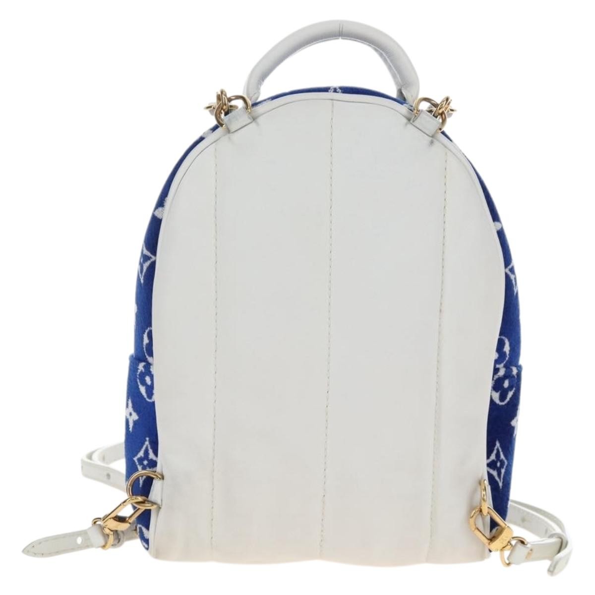 Louis Vuitton Palm Springs Lv Match Monogram Jacquard Velvet Blue Canvas Backpack Bag (Pre-Owned)