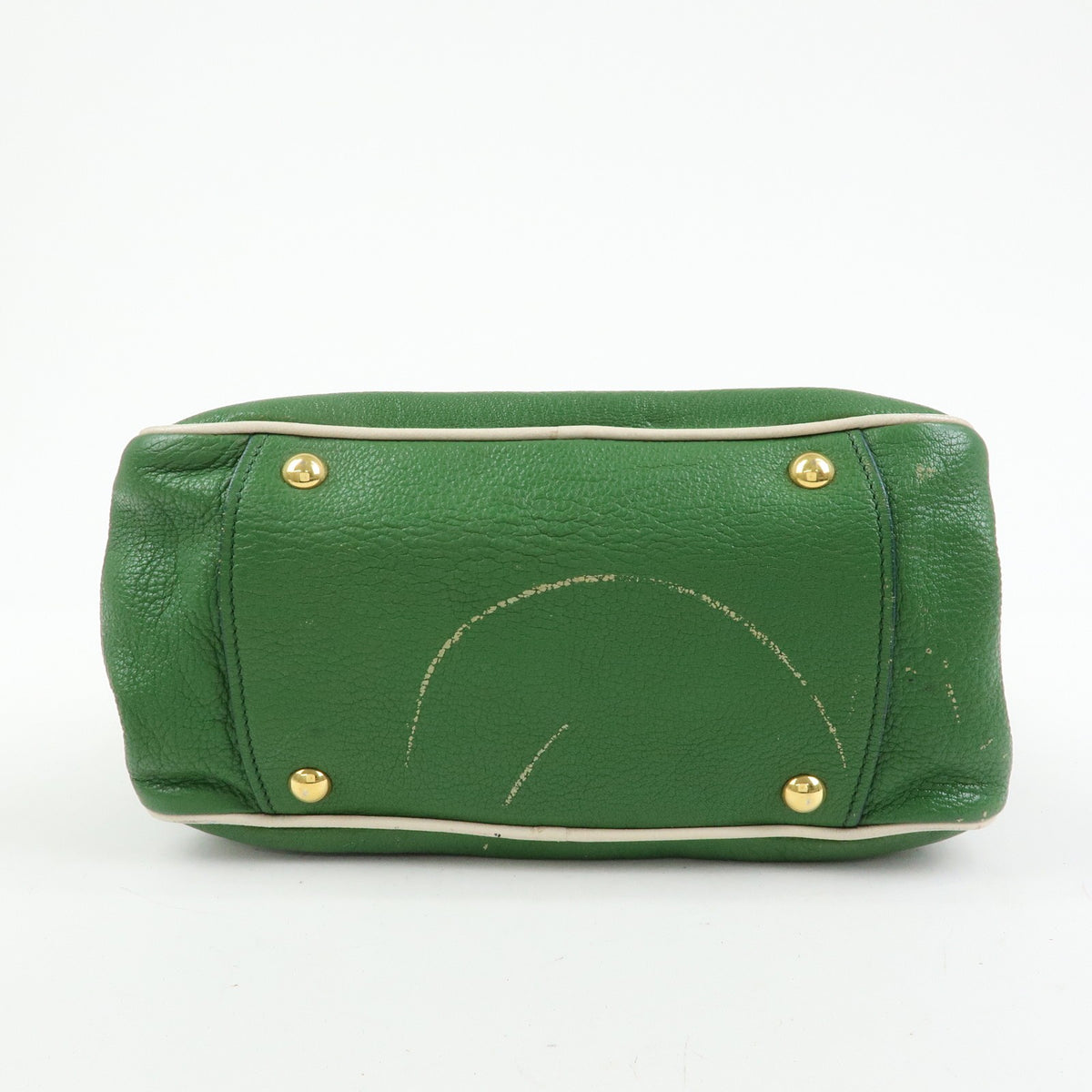 Miu Miu Madras Top Handle Leather Green Leather Handbag (Pre-Owned)