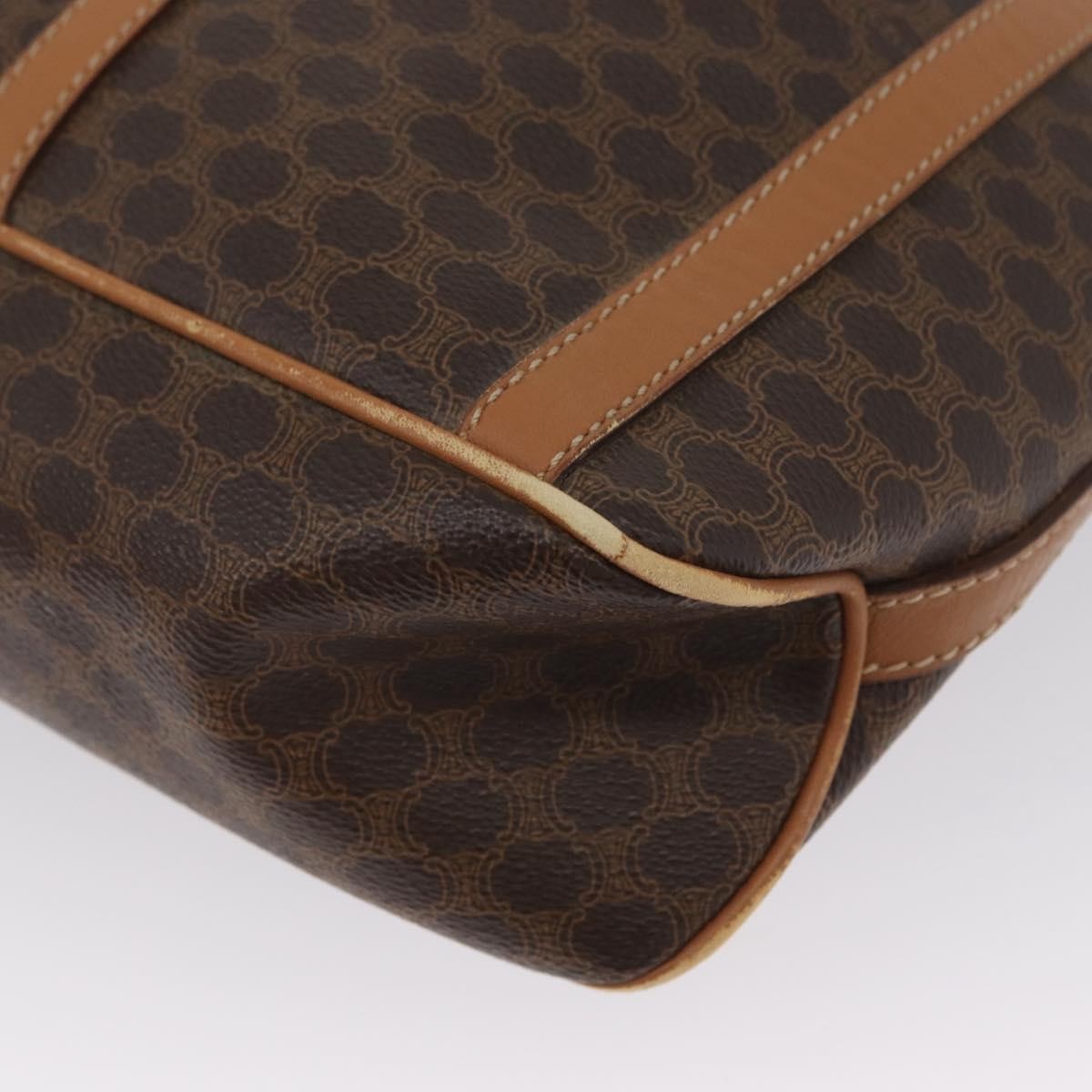 Celine Vintage Shoulder Bag Macadam Canvas & Leather Brown Canvas Shoulder Bag Bag (Pre-Owned)