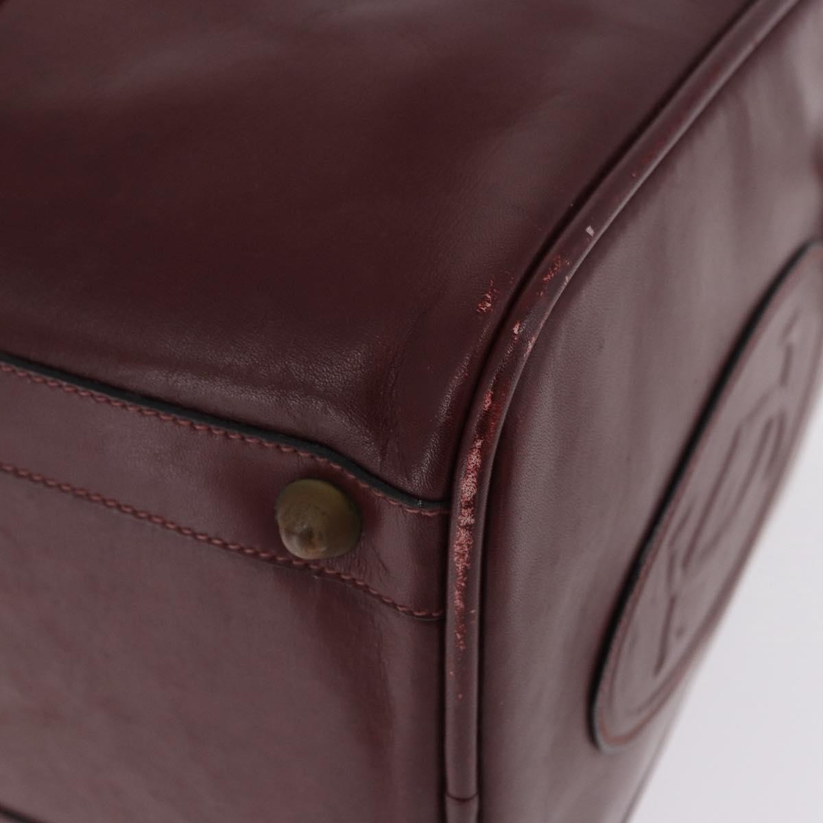 Cartier Must De Cartier Boston Leather Burgundy Leather Travel Bag Bag (Pre-Owned)