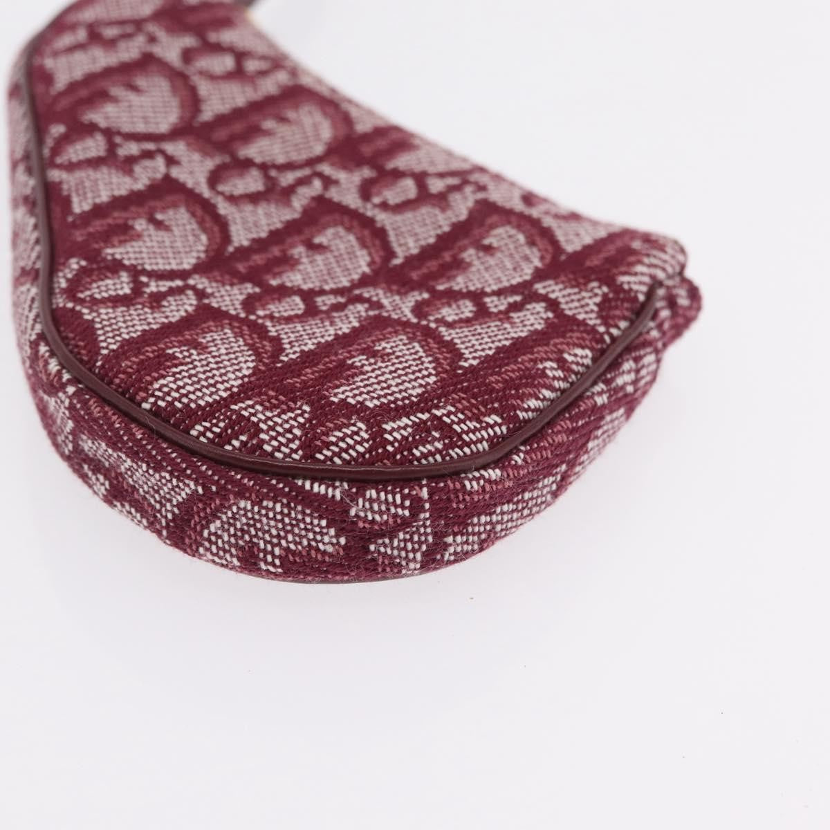 Christian Dior Vintage Saddle Zip Coin Purse Diorissimo Canvas Red Canvas Clutche & Pouche Bag (Pre-Owned)
