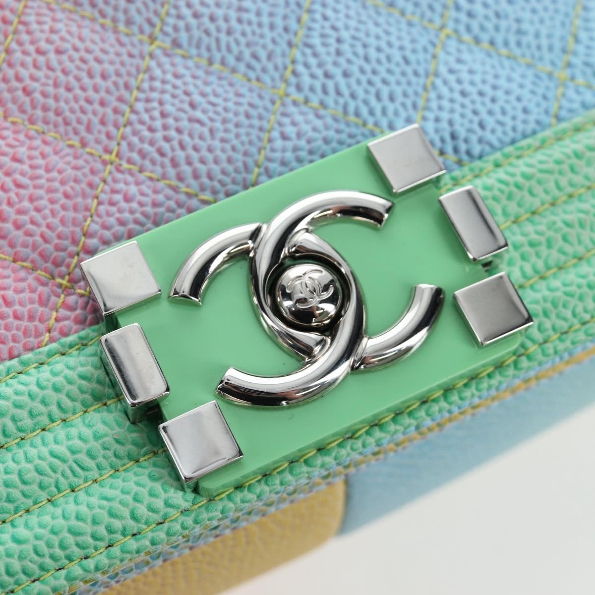 Chanel Rainbow Boy Flap Quilted Painted Caviar Multicolour Leather Shoulder Bag Bag (Pre-Owned)