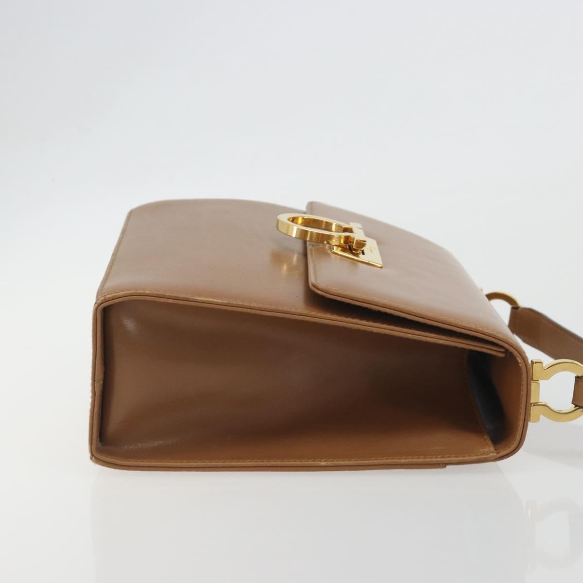 Salvatore Ferragamo Gancini Leather Brown Leather Shoulder Bag Bag (Pre-Owned)