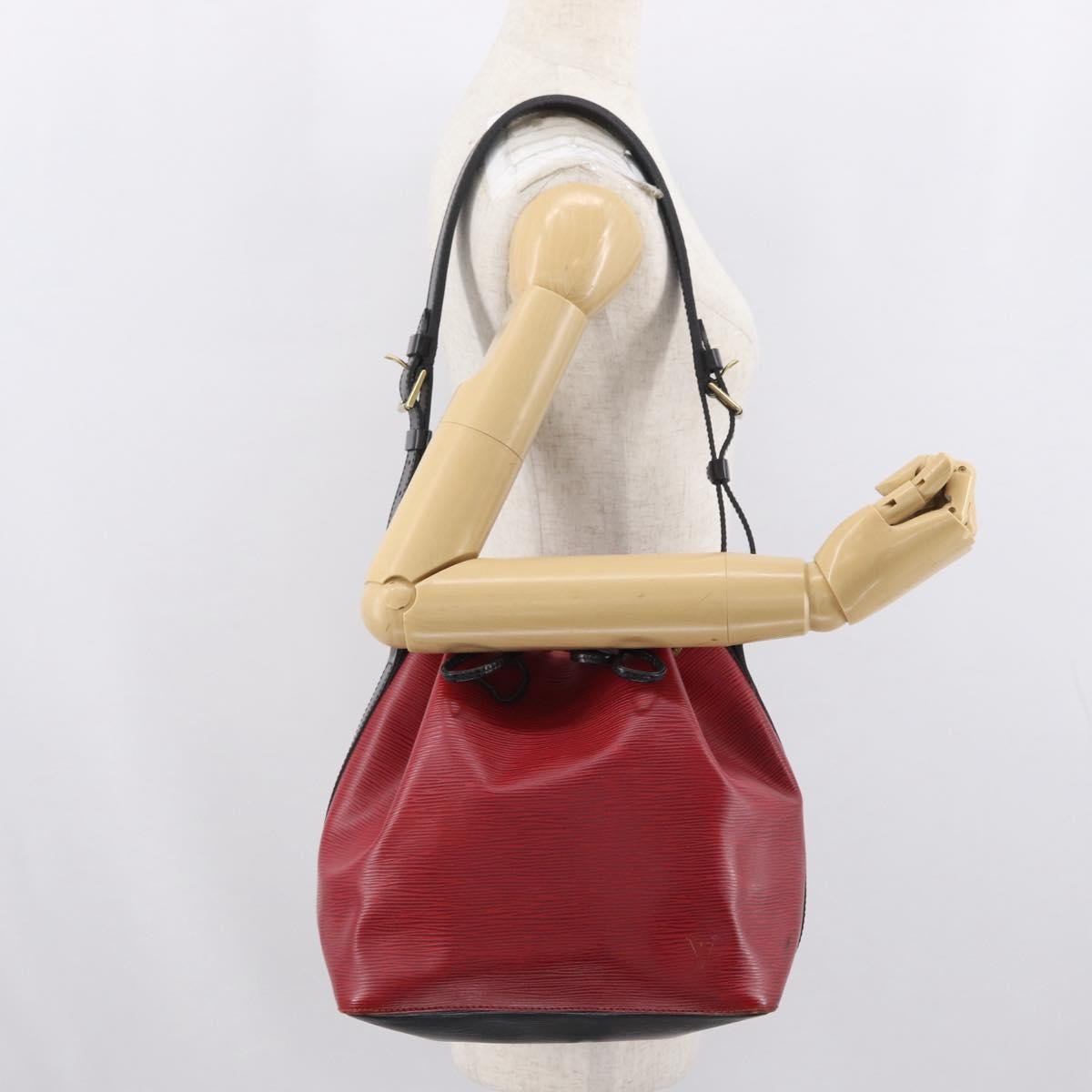 Louis Vuitton Petit Noe Monogram Canvas Red Leather Shoulder Bag Bag (Pre-Owned)