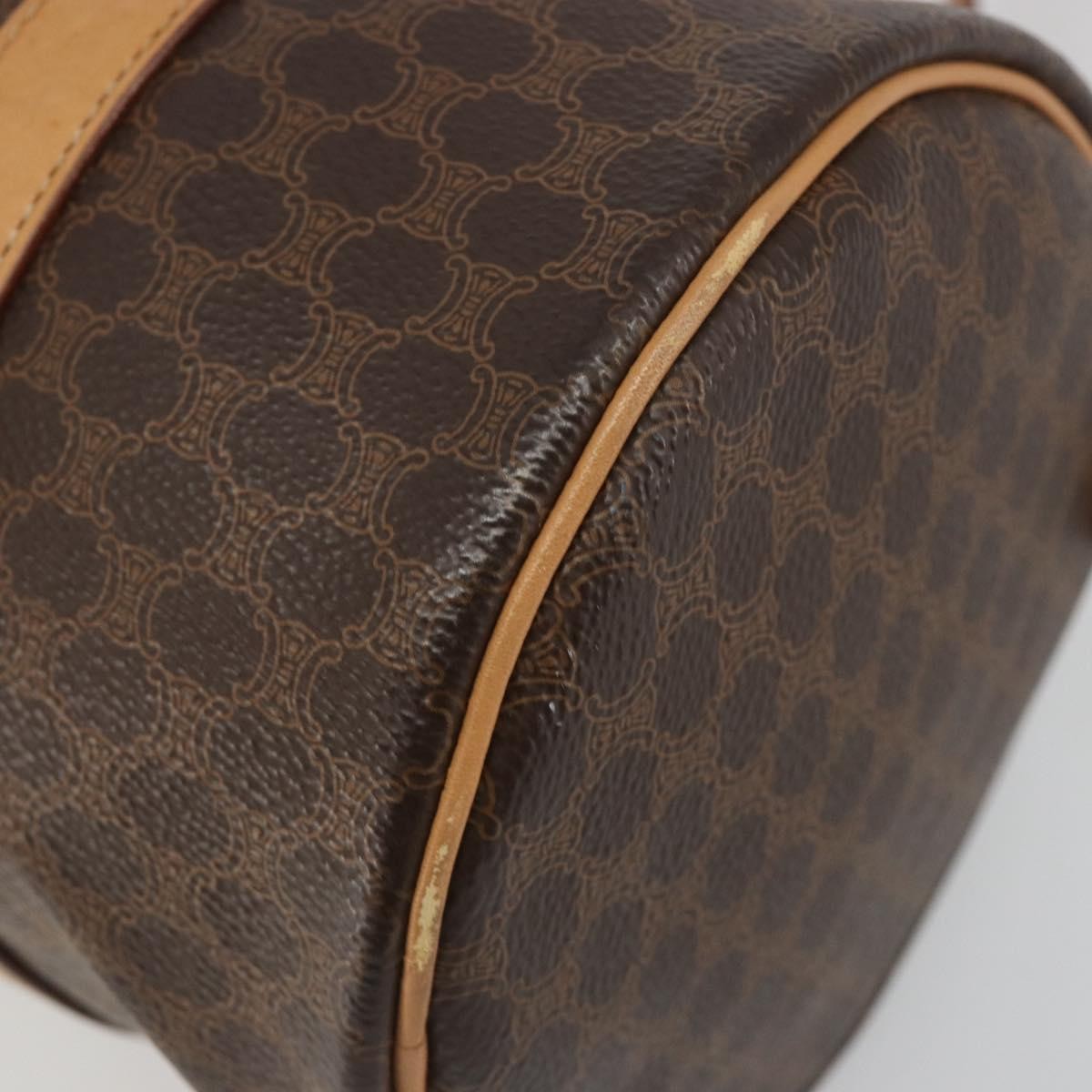 Celine Vintage Barrel Macadam Canvas & Leather Brown Pvc Handbag (Pre-Owned)