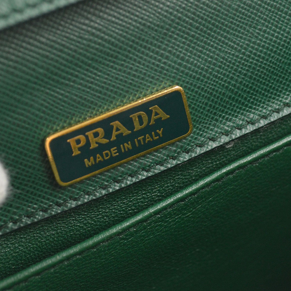 Prada Corolle Chain Saffiano With Metal Green Leather Shoulder Bag Bag (Pre-Owned)
